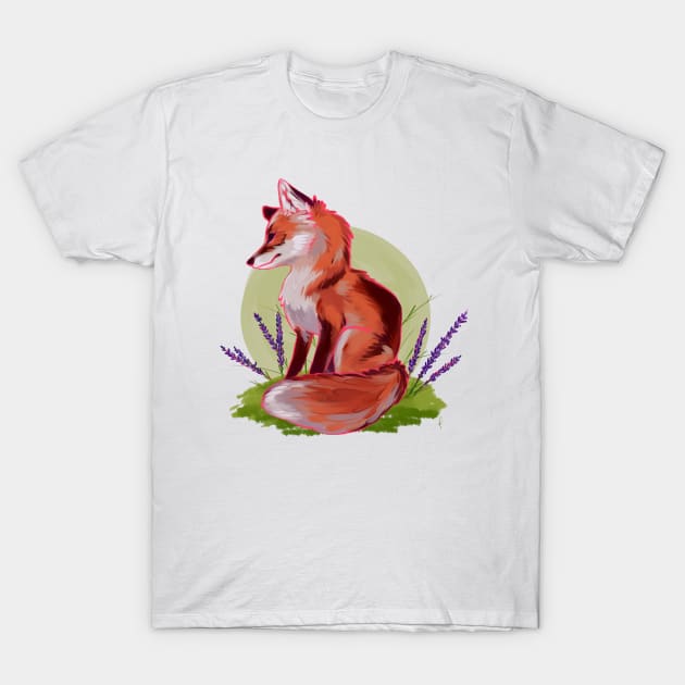 Lavendar Fox T-Shirt by EricaFeldArt